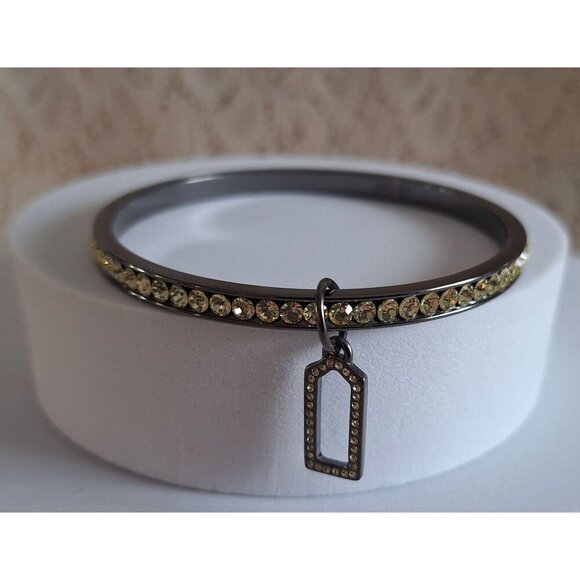 EUC Coach Bracelet Bangle Pave Crystal Lozenge Black 96416 - Picture 11 of 11